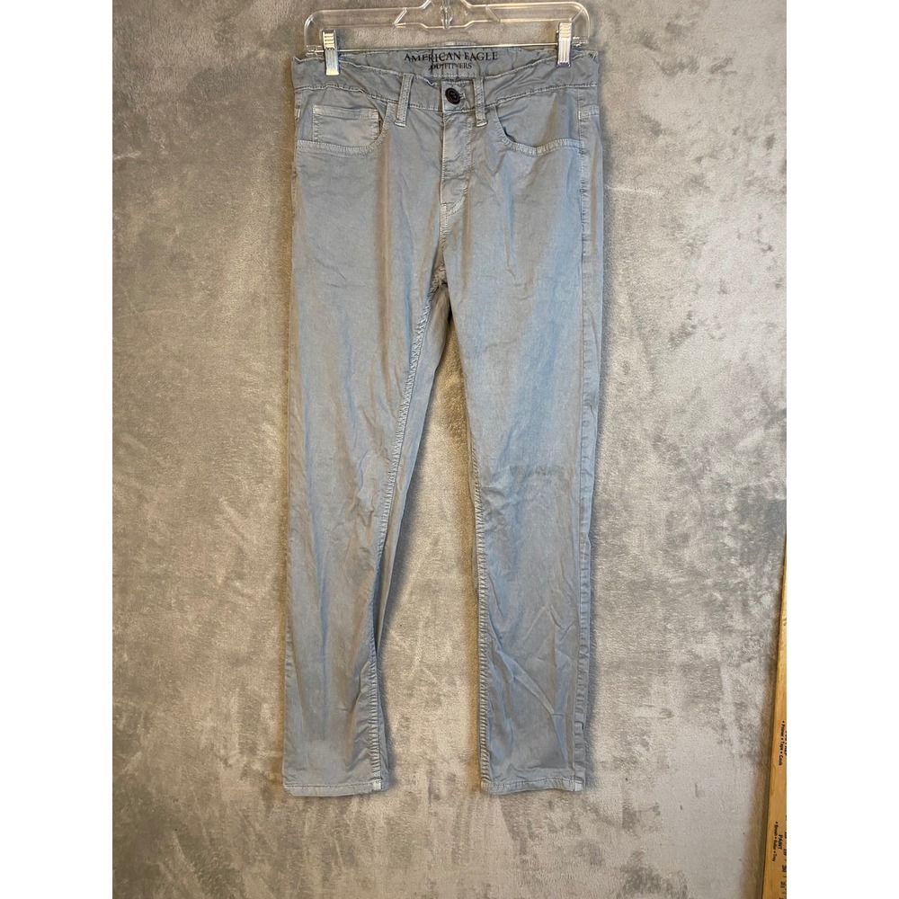American Eagle Pants Mens 32 Slim Straight Gray Stretch Cotton EUC